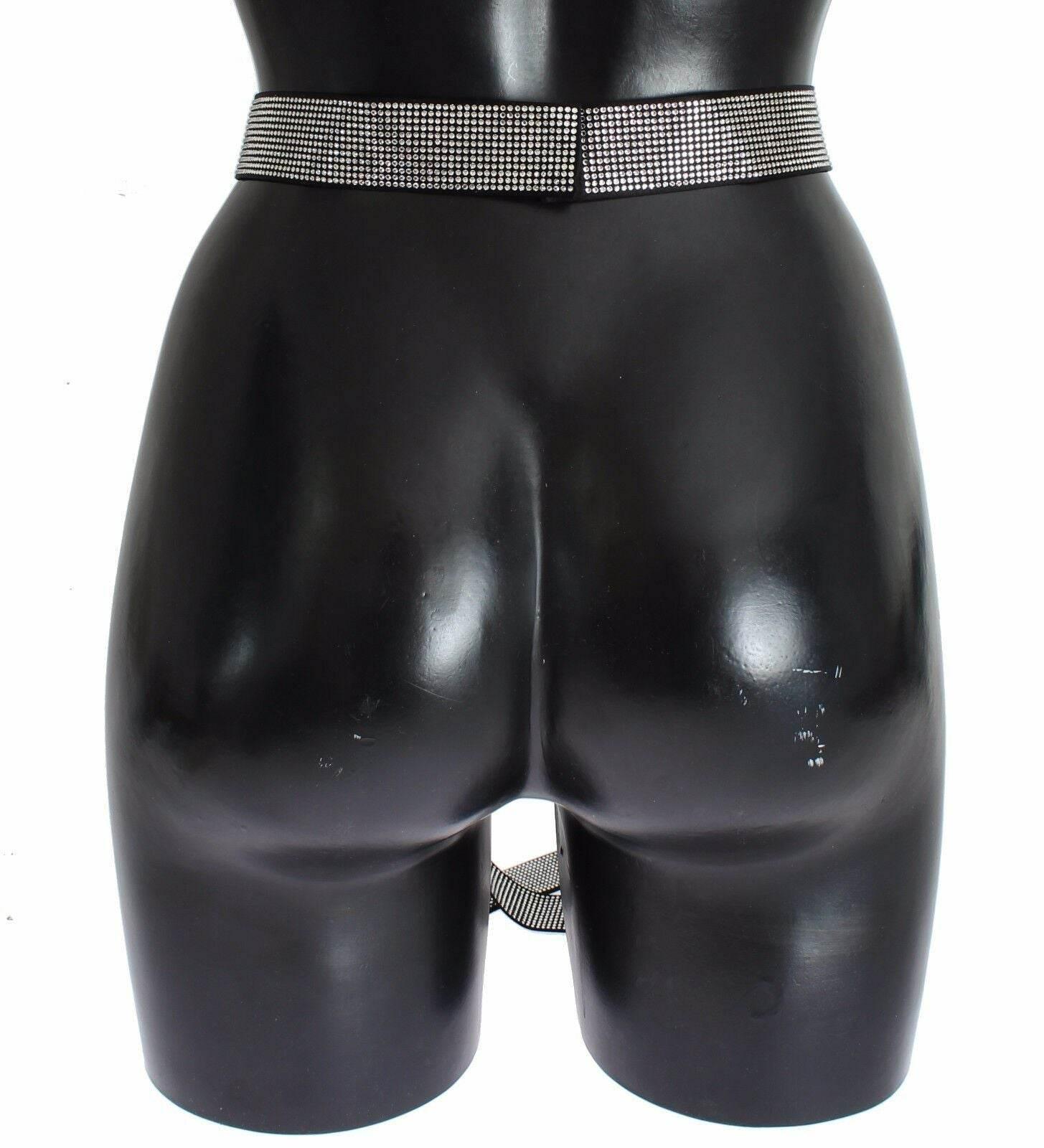 Dolce & Gabbana Black Silk Clear Crystal Bow Waist Belt - Hilstor