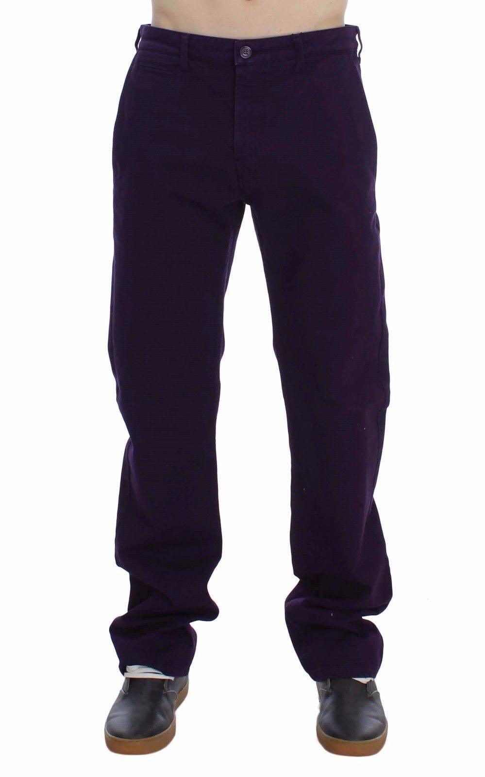 GF Ferre Purple Cotton Stretch Purple Fit Pants - Hilstor