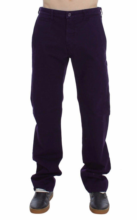 GF Ferre Purple Cotton Stretch Purple Fit Pants - Hilstor
