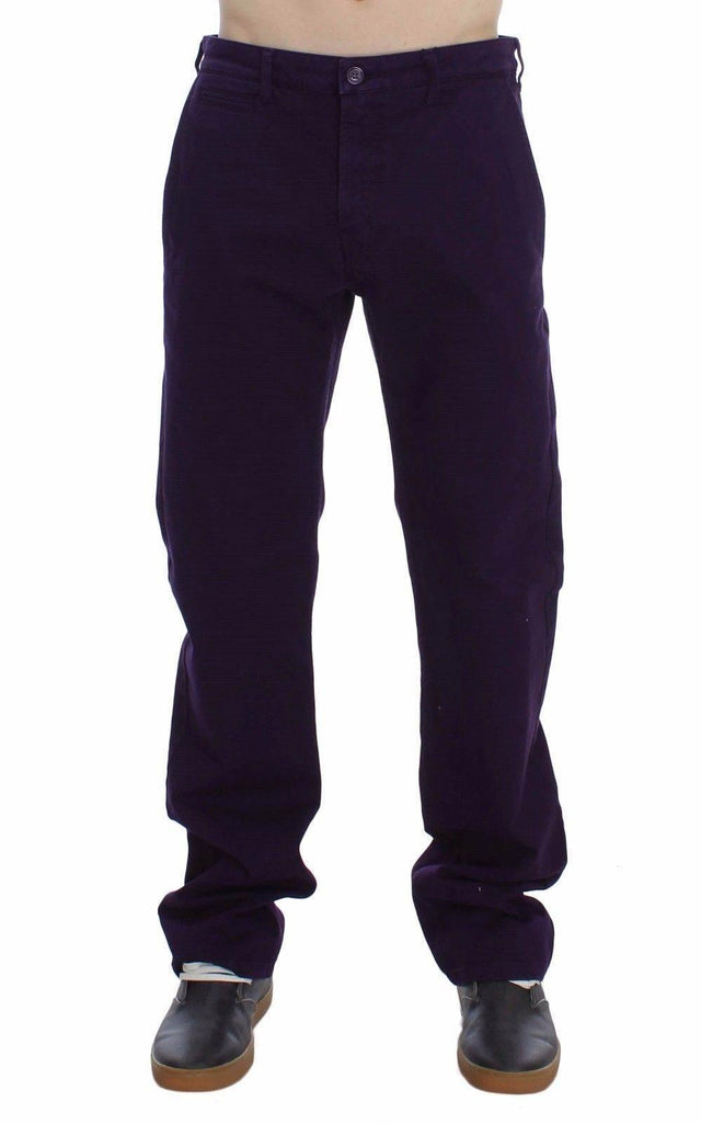 GF Ferre Purple Cotton Stretch Purple Fit Pants - Hilstor