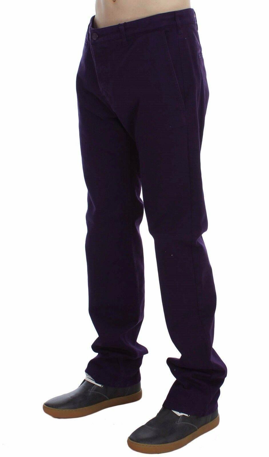 GF Ferre Purple Cotton Stretch Purple Fit Pants - Hilstor