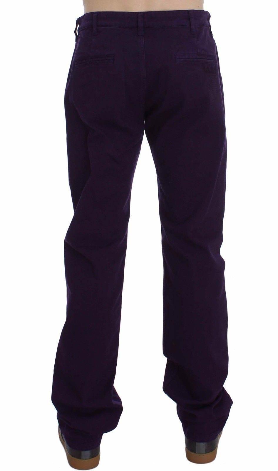 GF Ferre Purple Cotton Stretch Purple Fit Pants - Hilstor