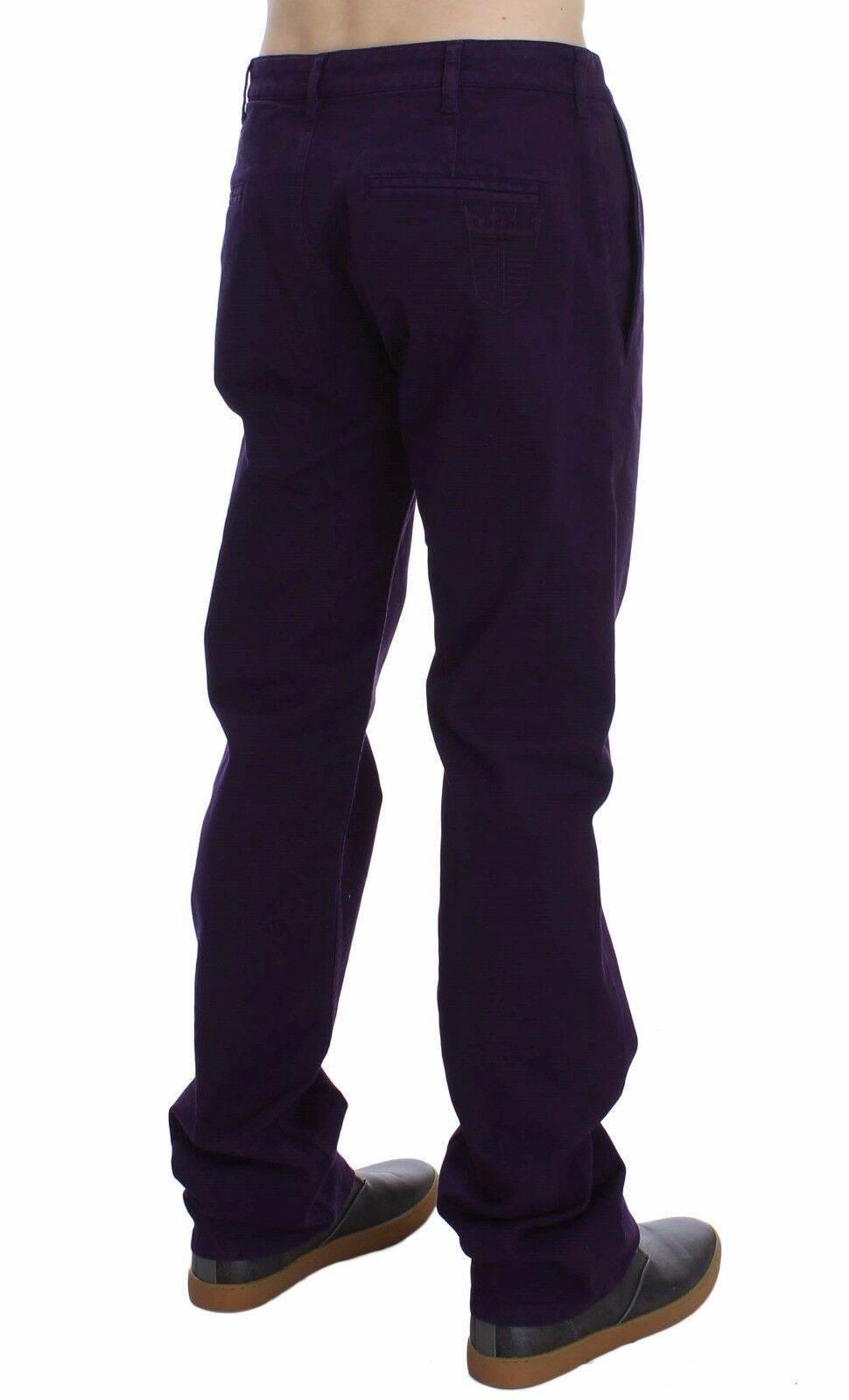 GF Ferre Purple Cotton Stretch Purple Fit Pants - Hilstor