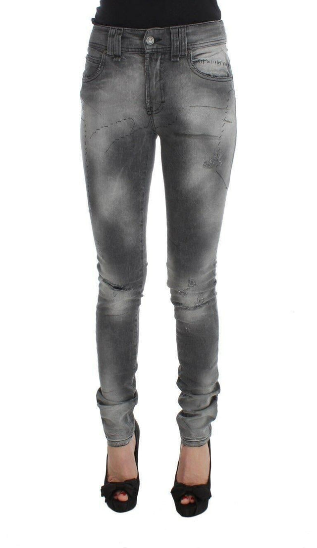 John Galliano Gray Wash Cotton Blend Slim Fit Denim Jeans Pants - Hilstor