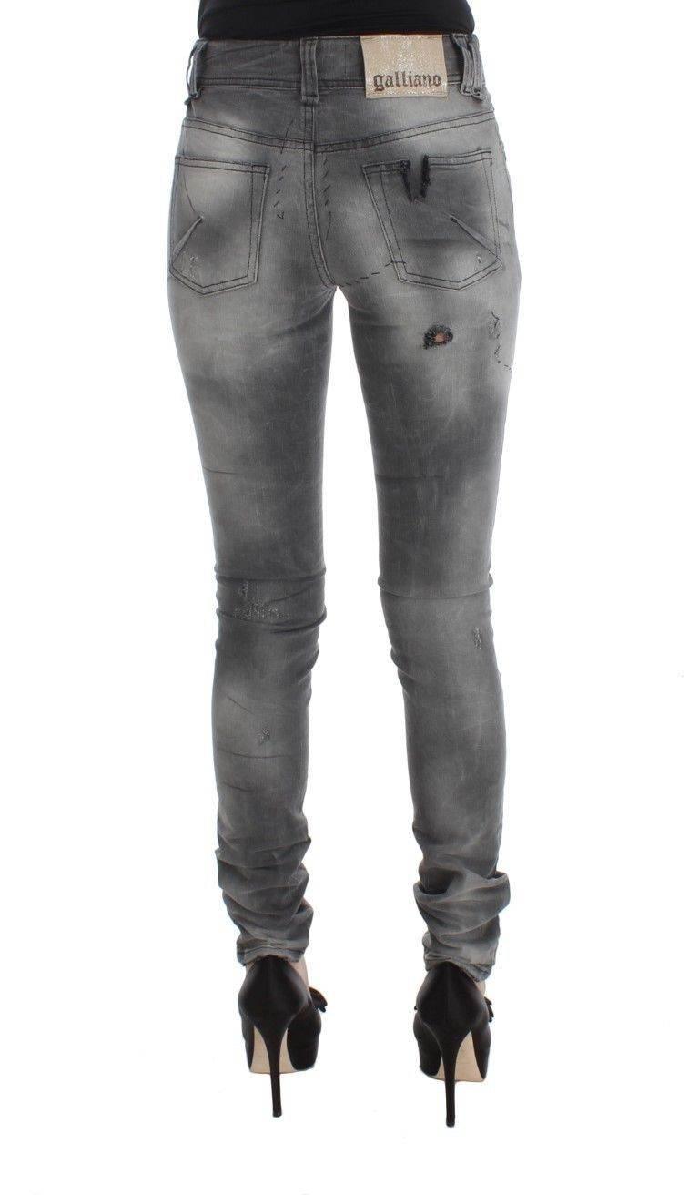 John Galliano Gray Wash Cotton Blend Slim Fit Denim Jeans Pants - Hilstor