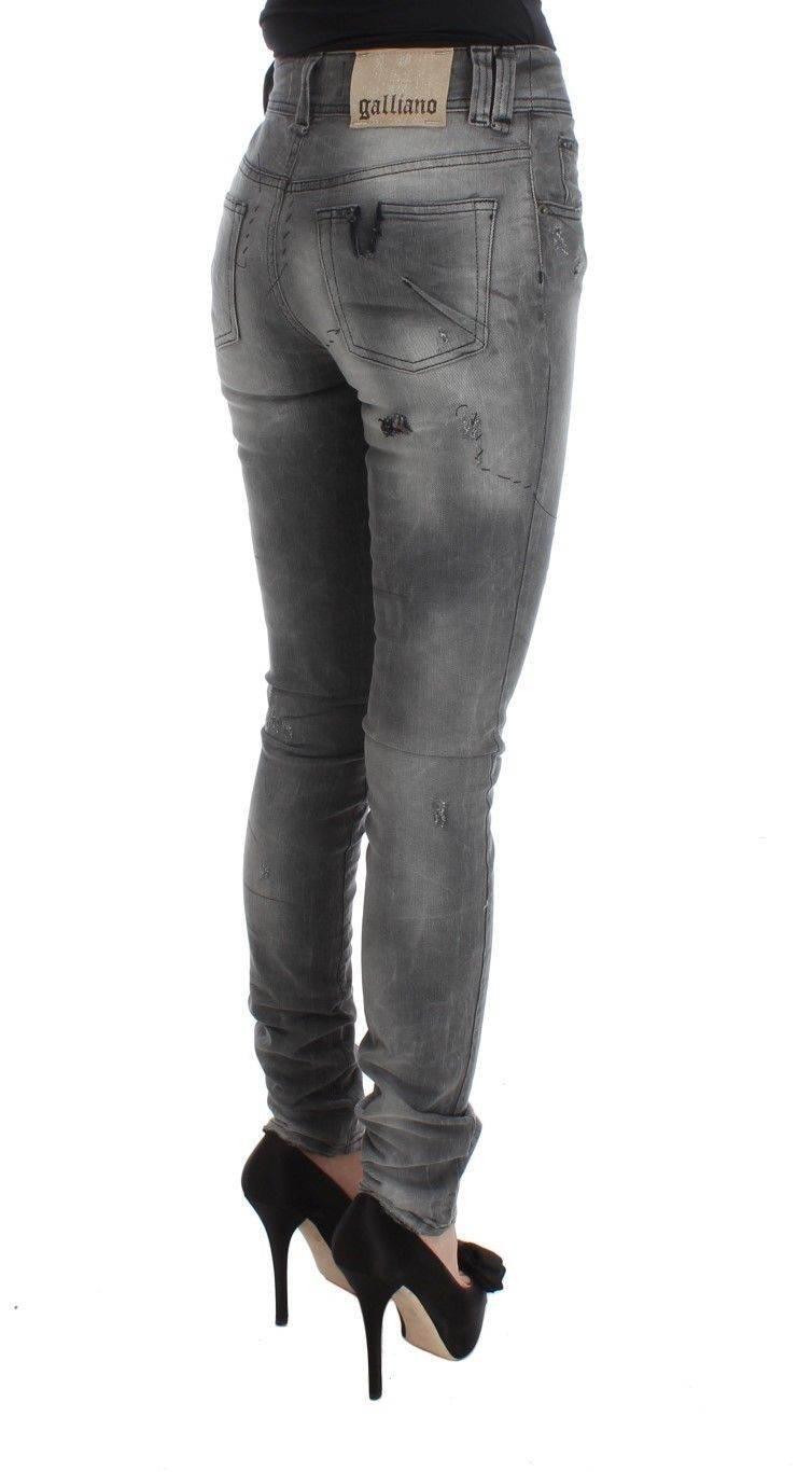 John Galliano Gray Wash Cotton Blend Slim Fit Denim Jeans Pants - Hilstor