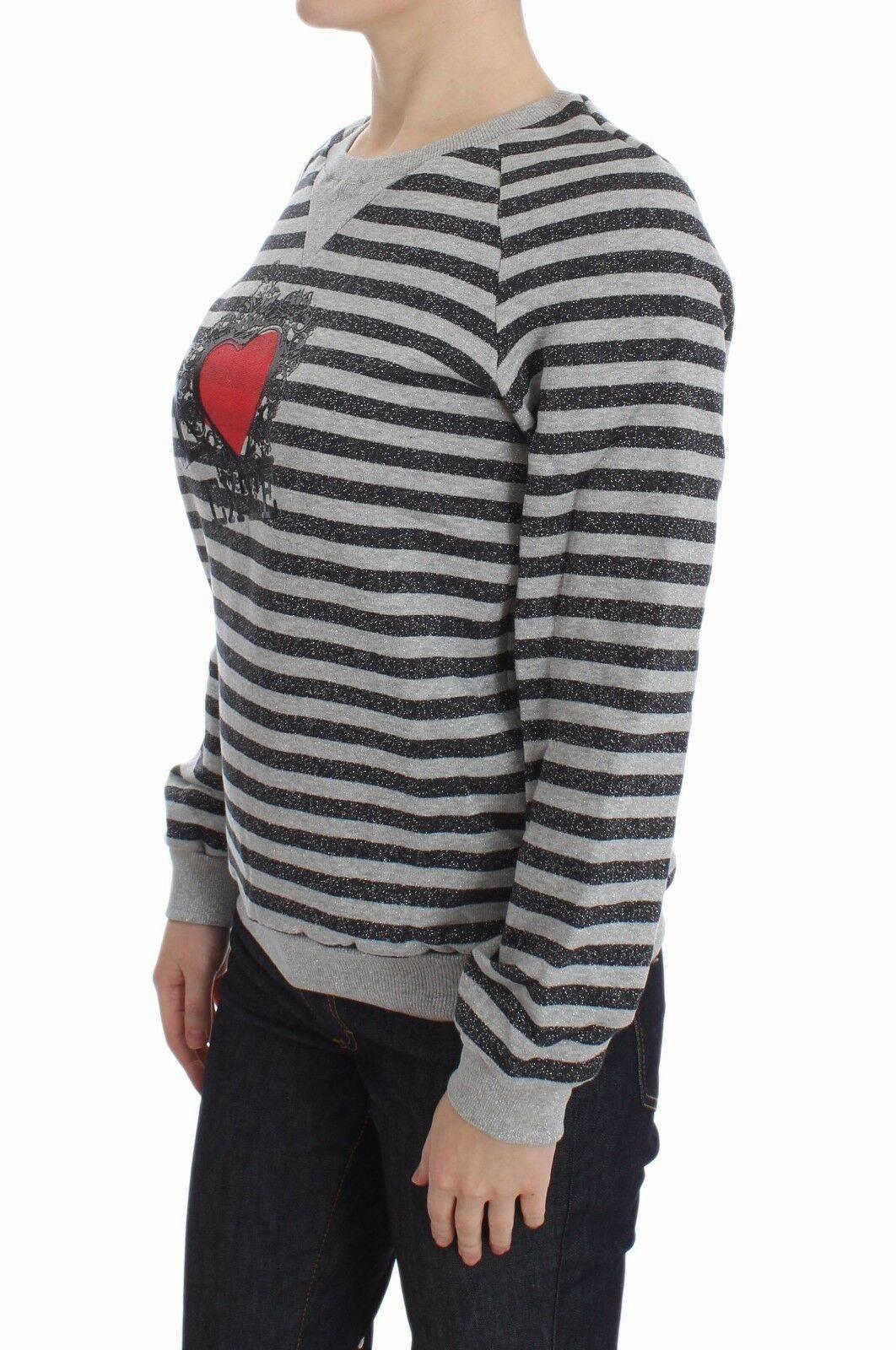 Exte Gray Striped Cotton Crewneck Sweater - Hilstor