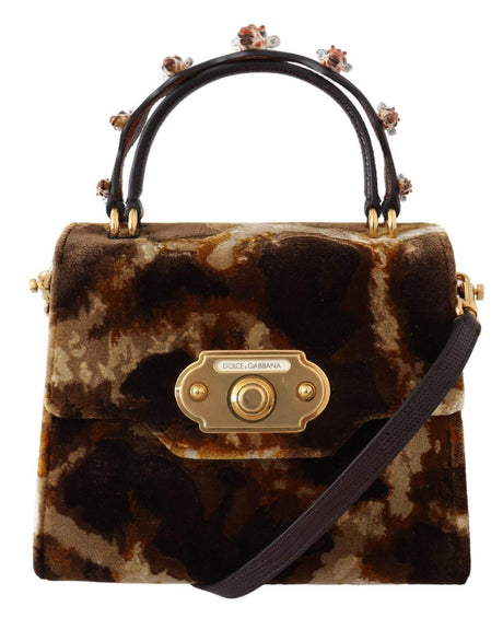 Dolce & Gabbana Elegant Giraffe Pattern Welcome Bag with Gold Accents - Hilstor