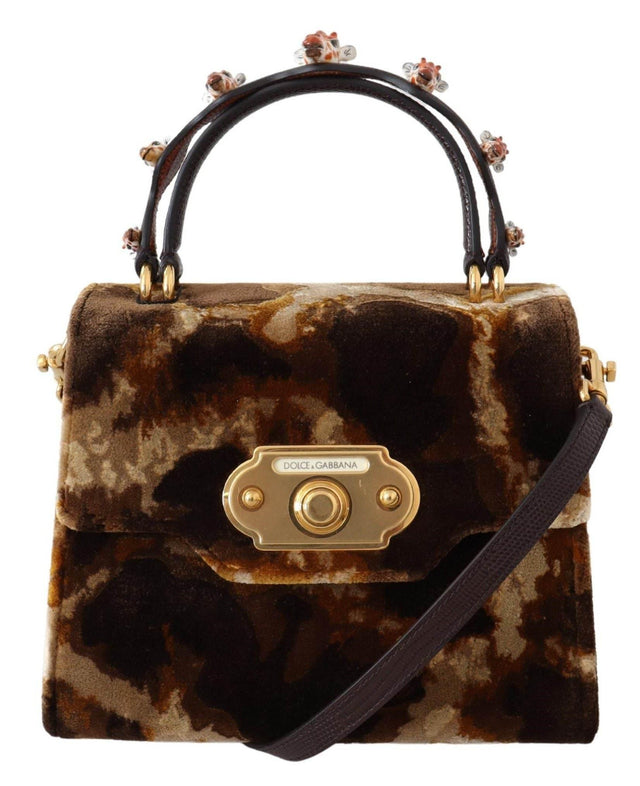 Dolce & Gabbana Elegant Giraffe Pattern Welcome Bag with Gold Accents - Hilstor