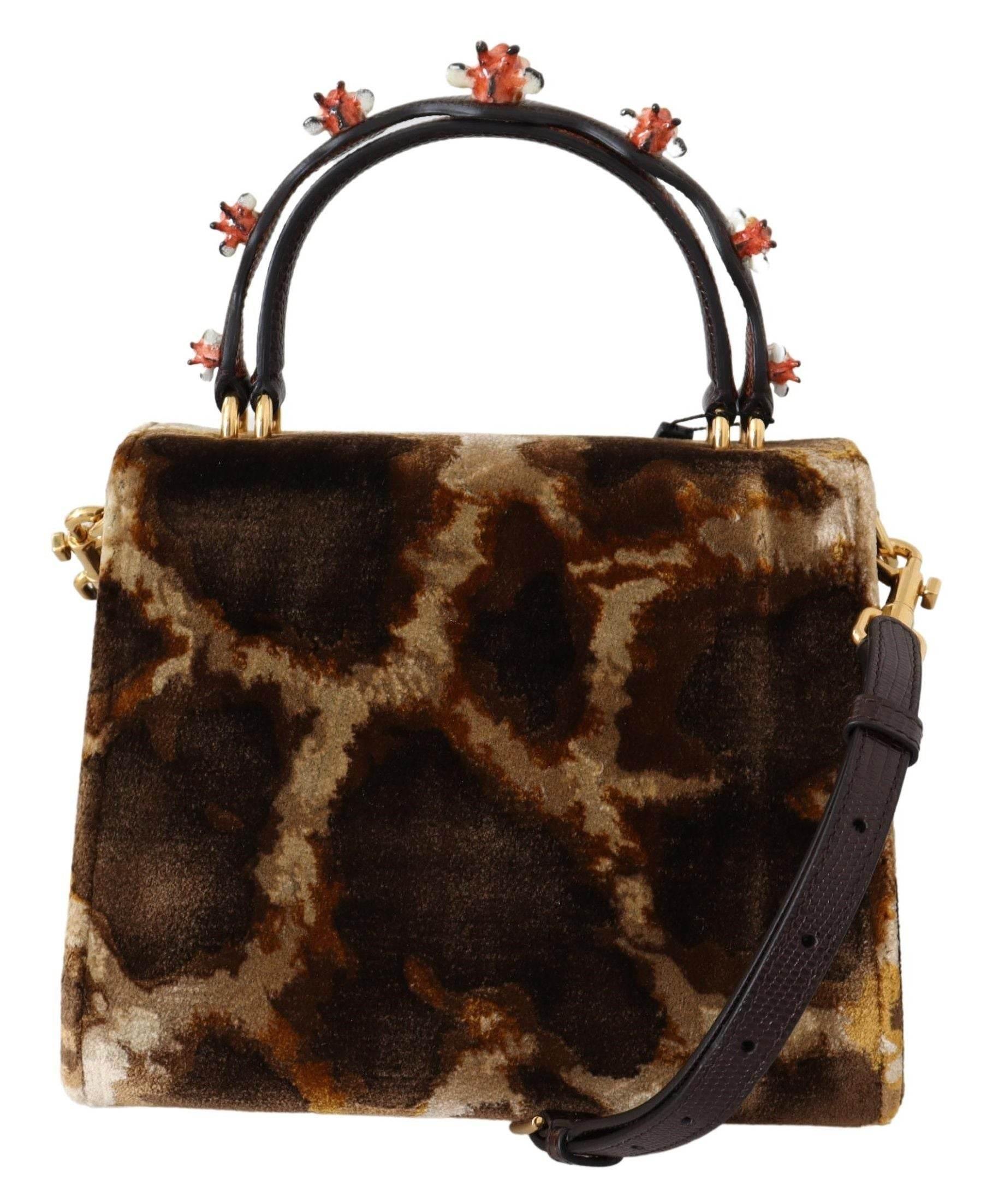 Dolce & Gabbana Elegant Giraffe Pattern Welcome Bag with Gold Accents - Hilstor