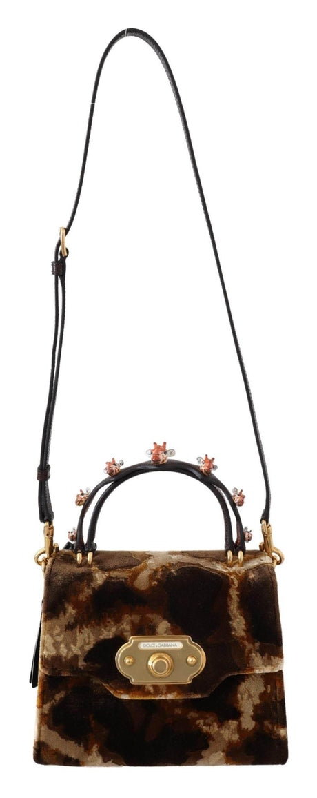 Dolce & Gabbana Elegant Giraffe Pattern Welcome Bag with Gold Accents - Hilstor