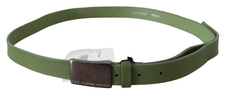 Costume National Chic Green Leather Waist Belt with Silver Buckle - Hilstor