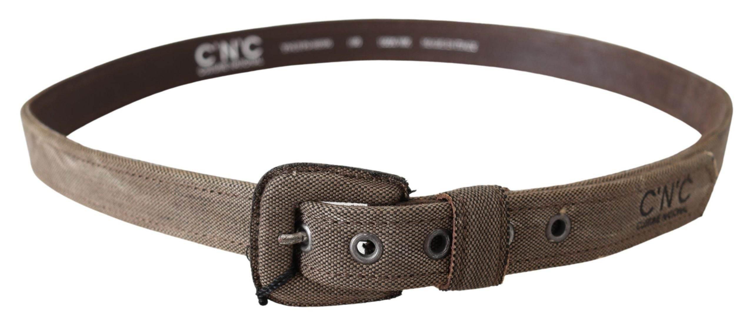 Costume National Brown Leather Logo Buckle Waist Belt - Hilstor