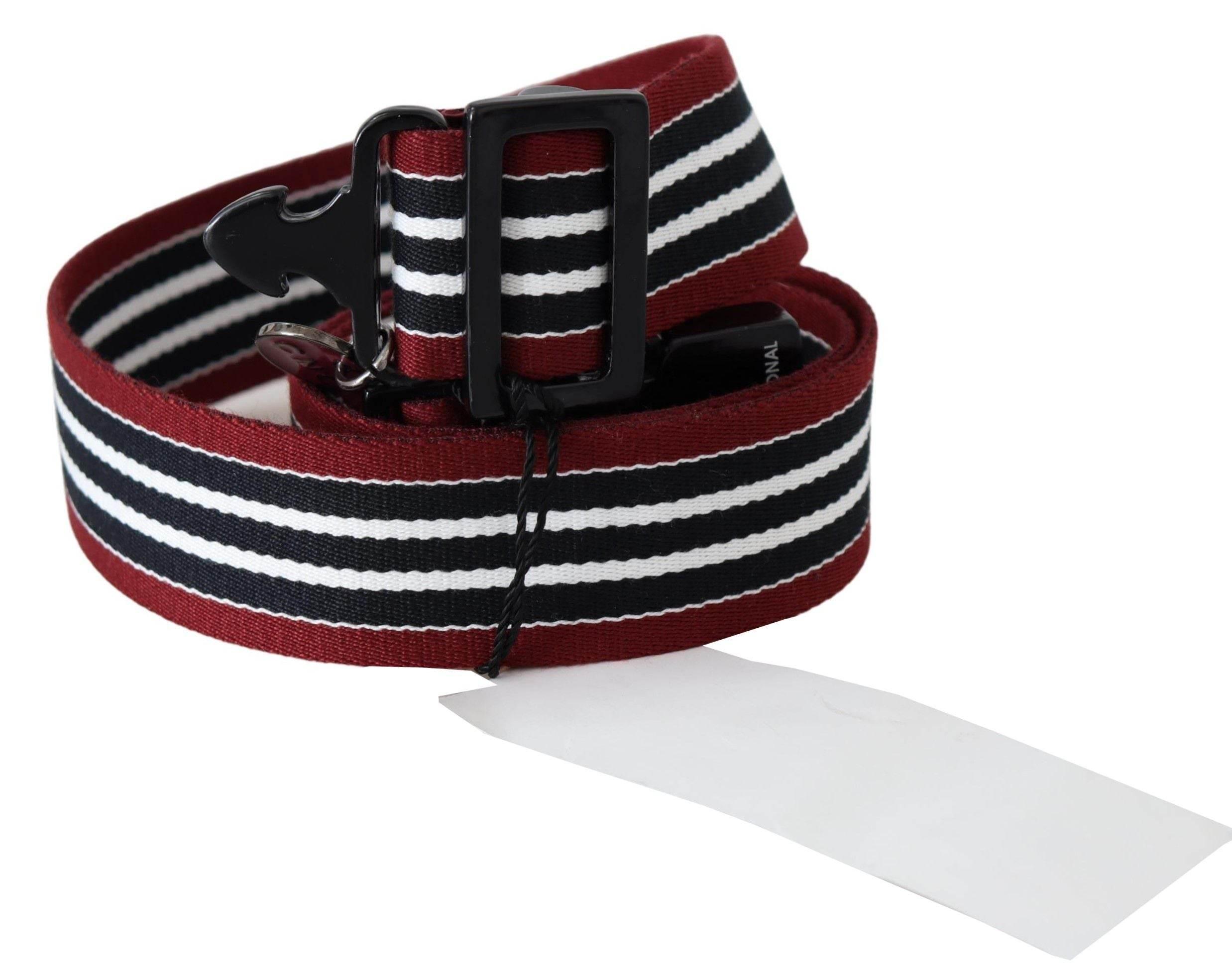 Costume National Striped Leather Fashion Belt in Black & Red - Hilstor