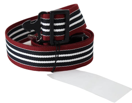 Costume National Striped Leather Fashion Belt in Black & Red - Hilstor