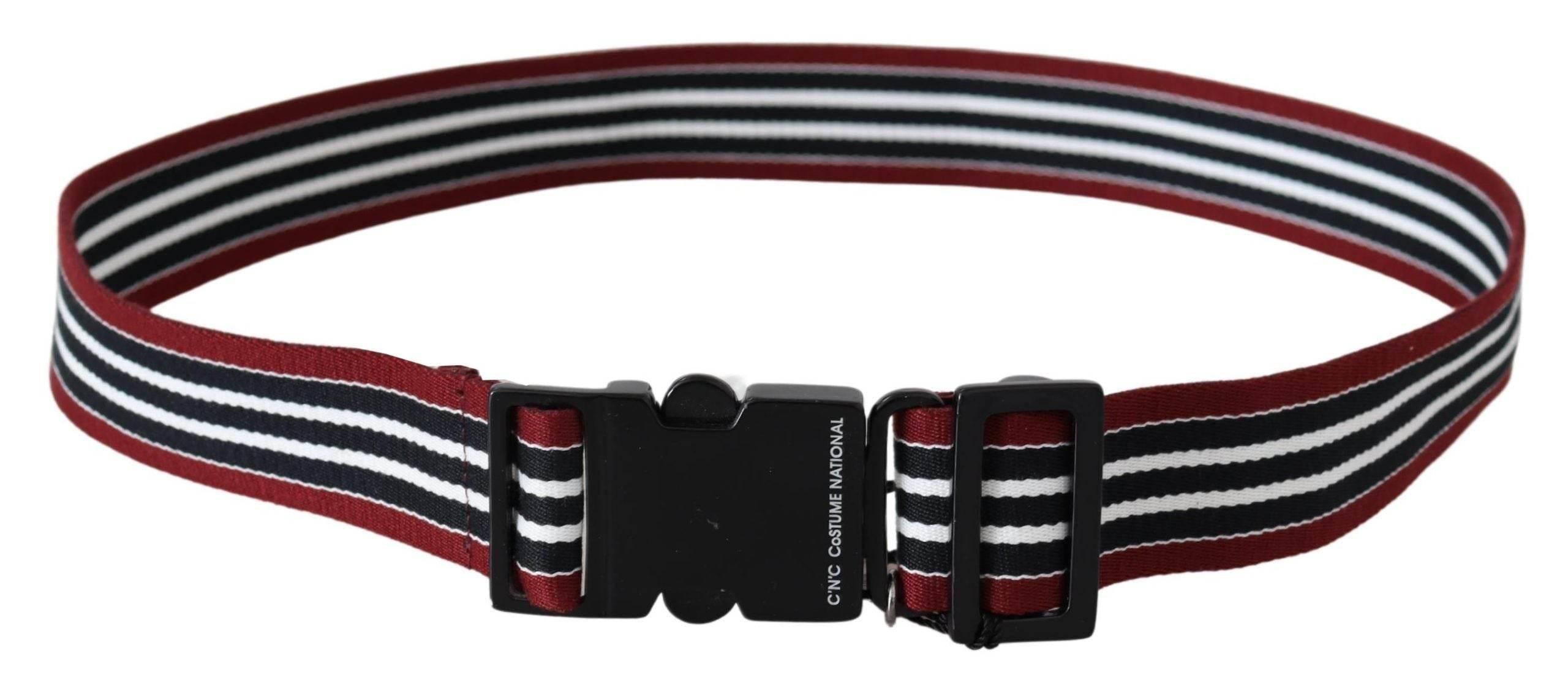 Costume National Striped Leather Fashion Belt in Black & Red - Hilstor