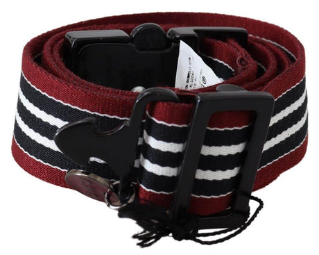 Costume National Striped Leather Fashion Belt in Black & Red - Hilstor