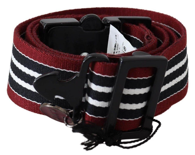 Costume National Striped Leather Fashion Belt in Black & Red - Hilstor