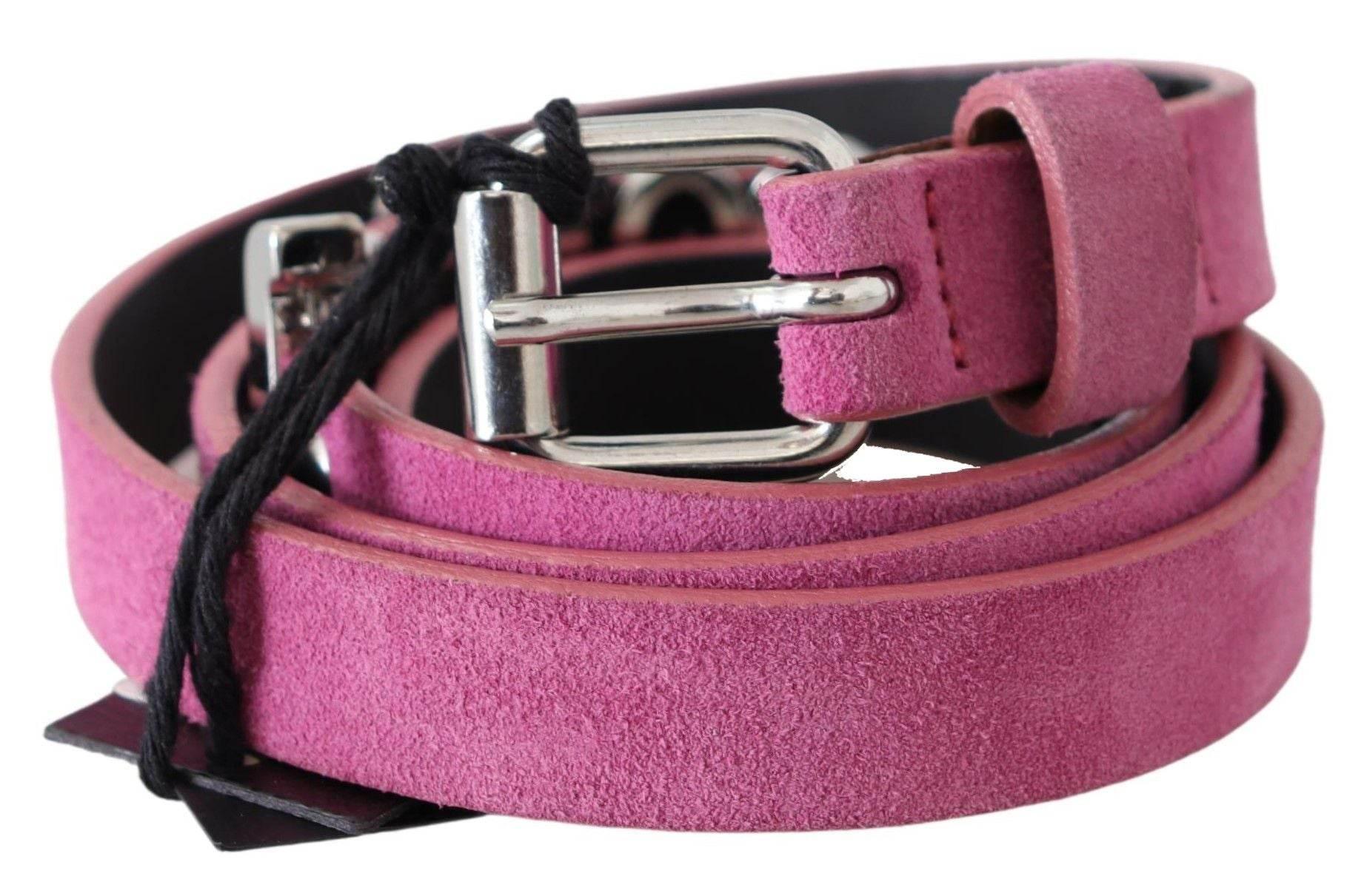 Just Cavalli Pink Silver Chrome Metal Buckle Waist Belt - Hilstor