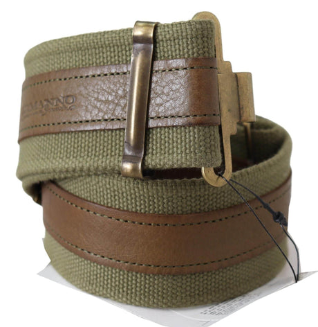 Ermanno Scervino Green Leather Rustic Bronze Buckle Army Belt - Hilstor