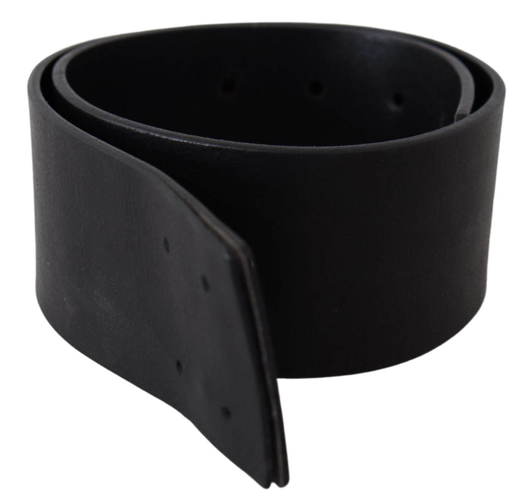GF Ferre Black Genuine Leather Wide Logo Waist Belt - Hilstor