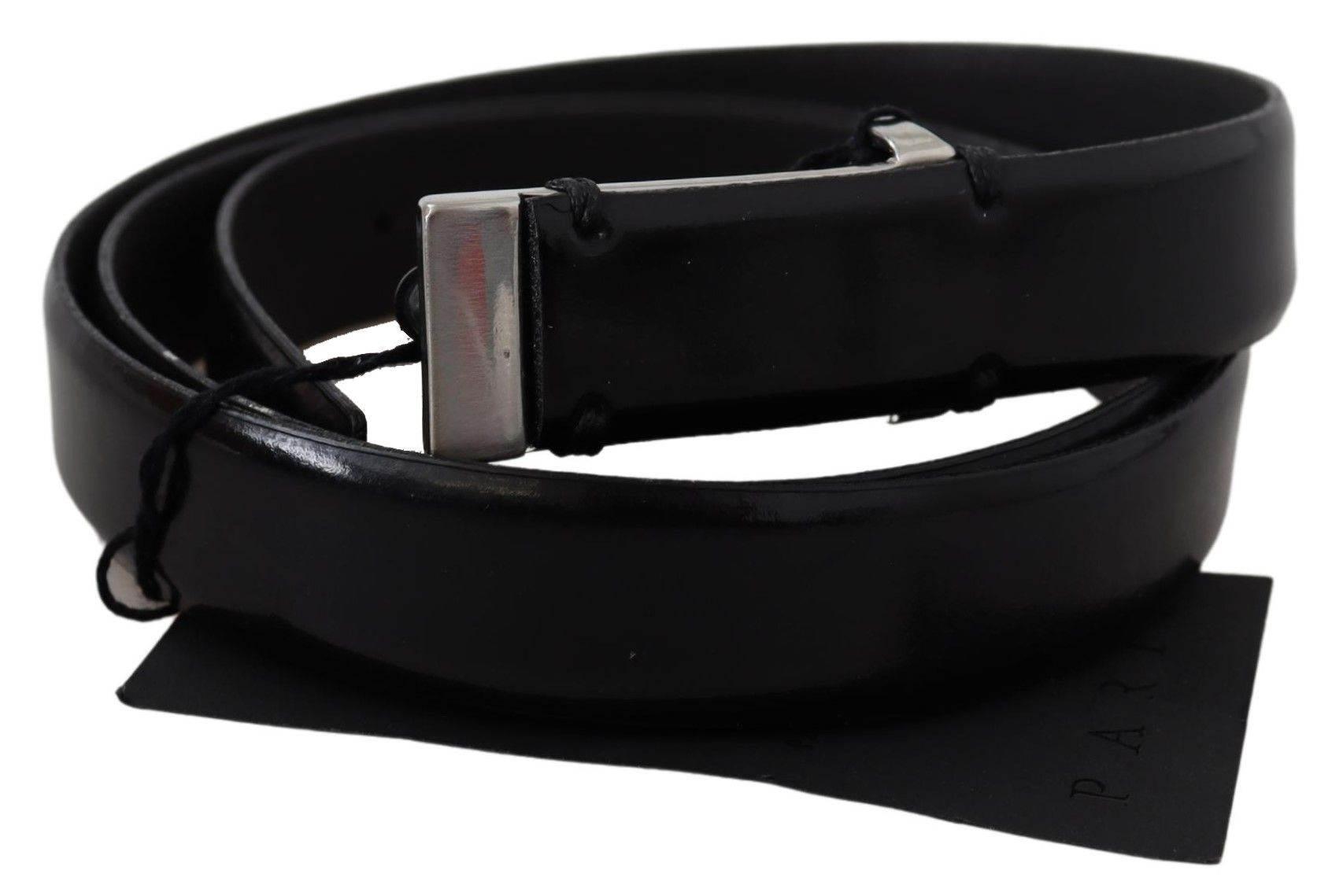 PLEIN SUD Elegant Black Leather Waist Belt - Hilstor