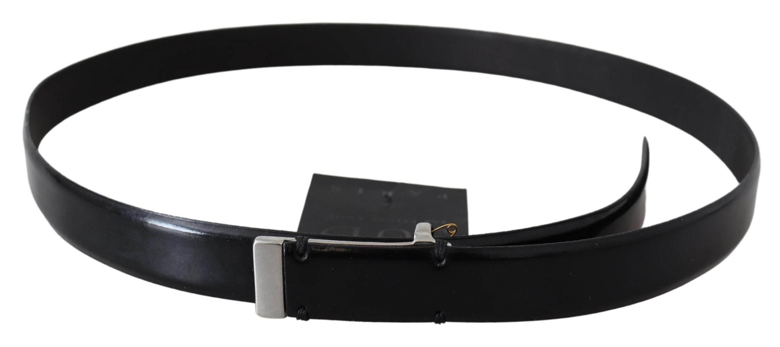 PLEIN SUD Elegant Black Leather Waist Belt - Hilstor