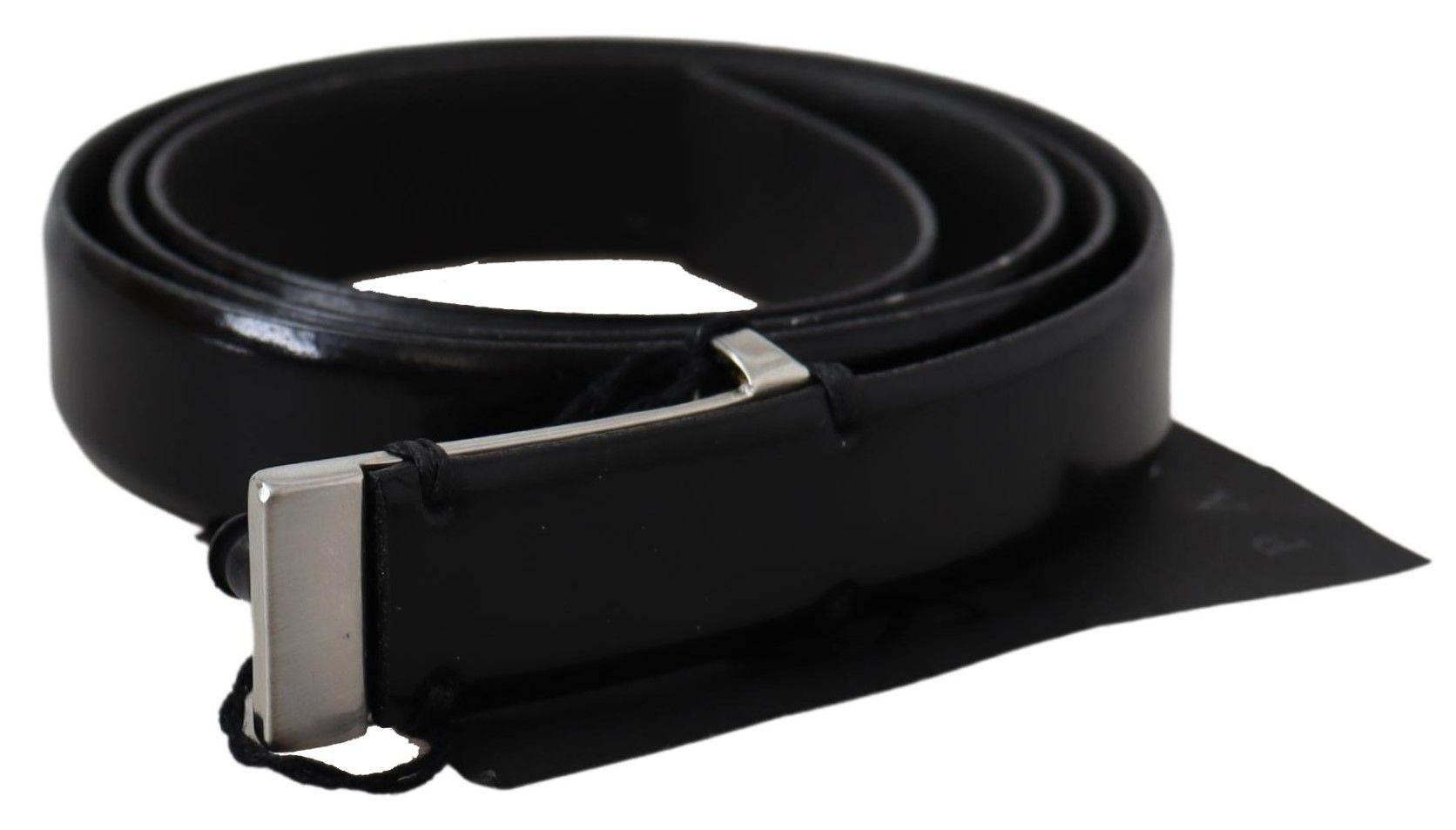 PLEIN SUD Elegant Black Leather Waist Belt - Hilstor
