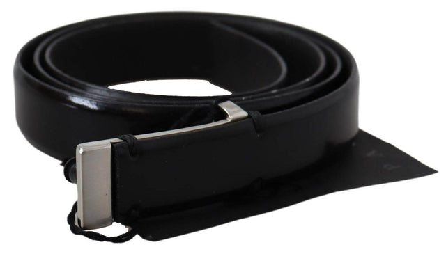 PLEIN SUD Elegant Black Leather Waist Belt - Hilstor