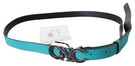 Costume National Chic Blue Green Leather Fashion Belt - Hilstor