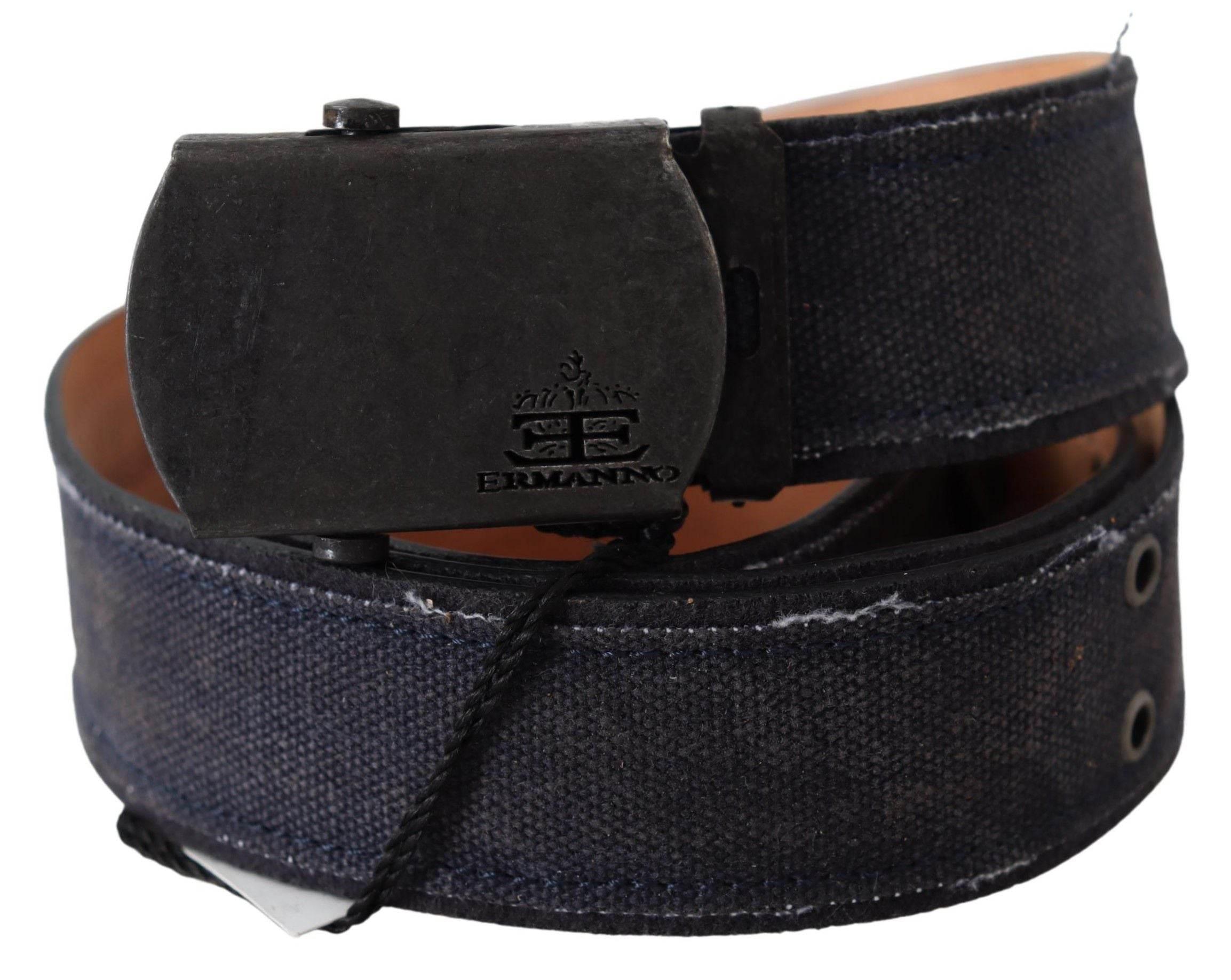 Ermanno Scervino Blue Leather Ratchet Buckle Belt - Hilstor