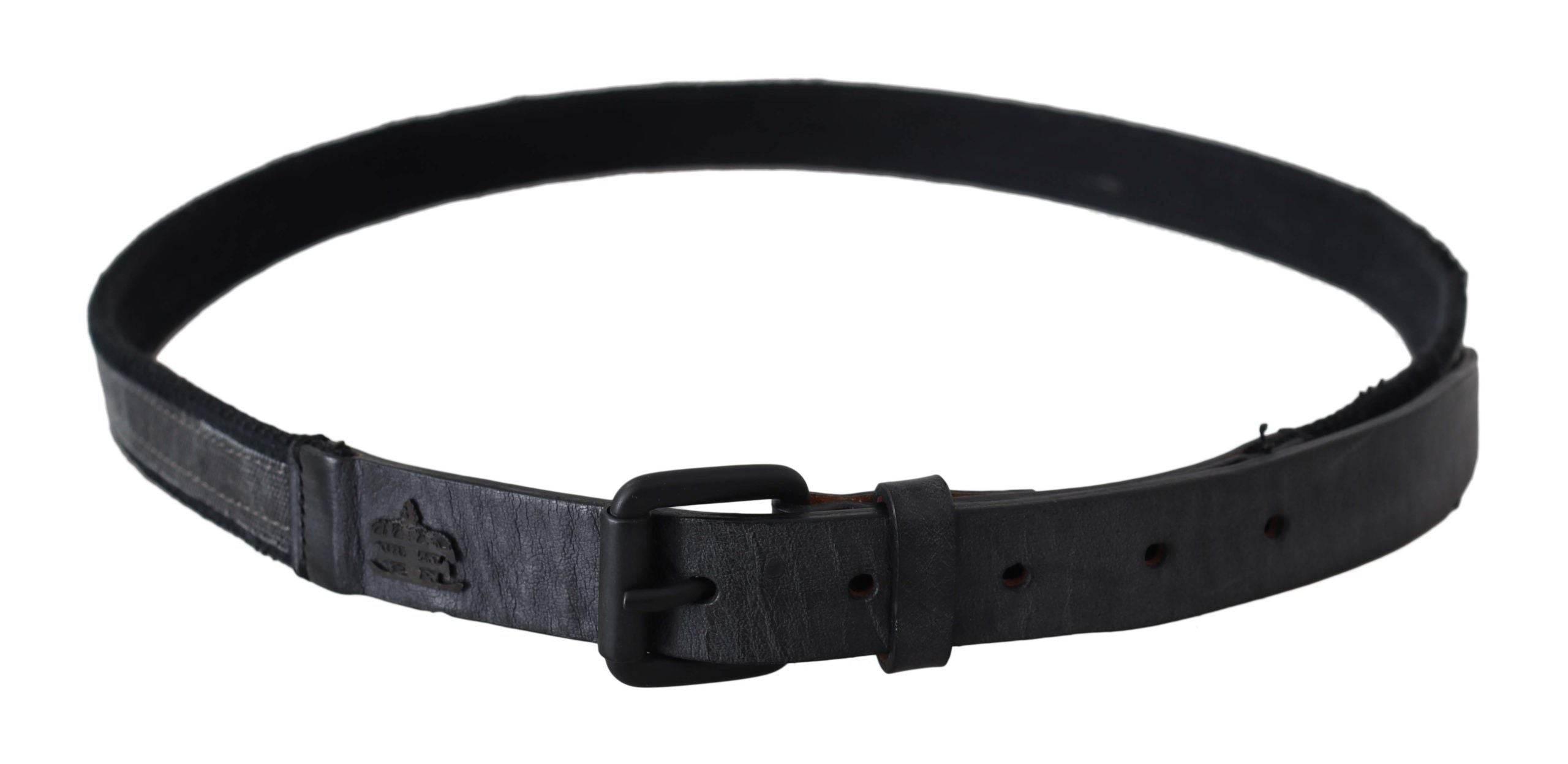 Ermanno Scervino Black Leather Logo Buckle Waist - Hilstor