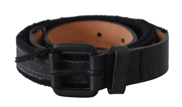 Ermanno Scervino Black Leather Logo Buckle Waist - Hilstor