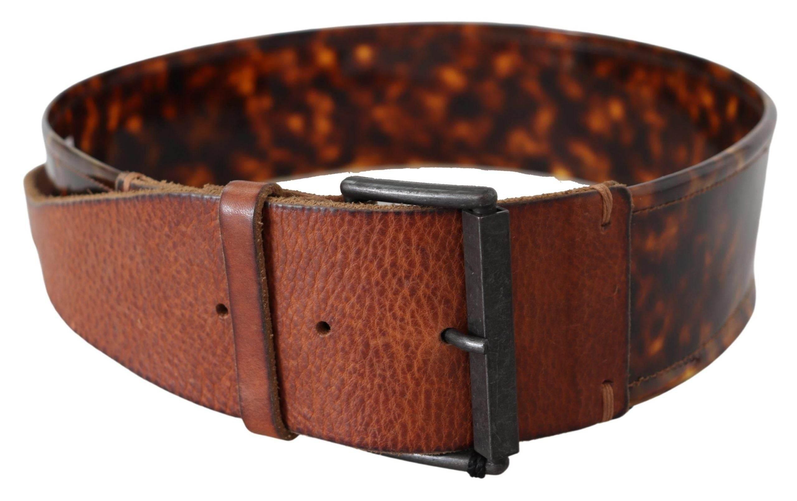 Ermanno Scervino Dark Brown Leather Wide Buckle Belt - Hilstor