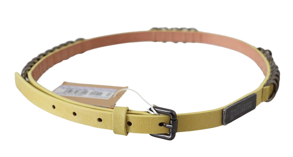 John Galliano Chic Yellow Leather Skinny Belt - Hilstor