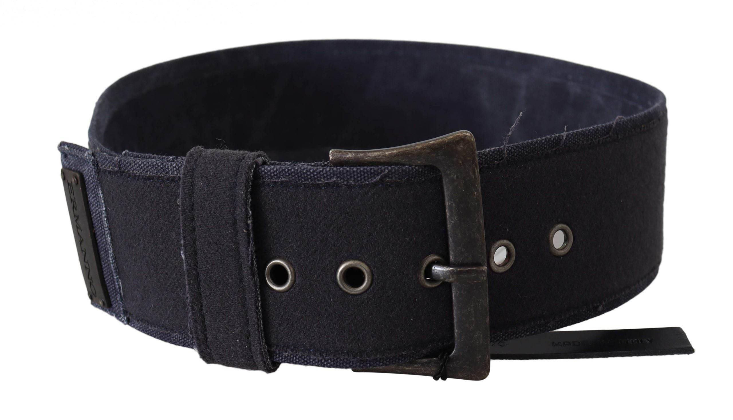 Ermanno Scervino Black Leather Wide Buckle Waist Luxury Belt - Hilstor