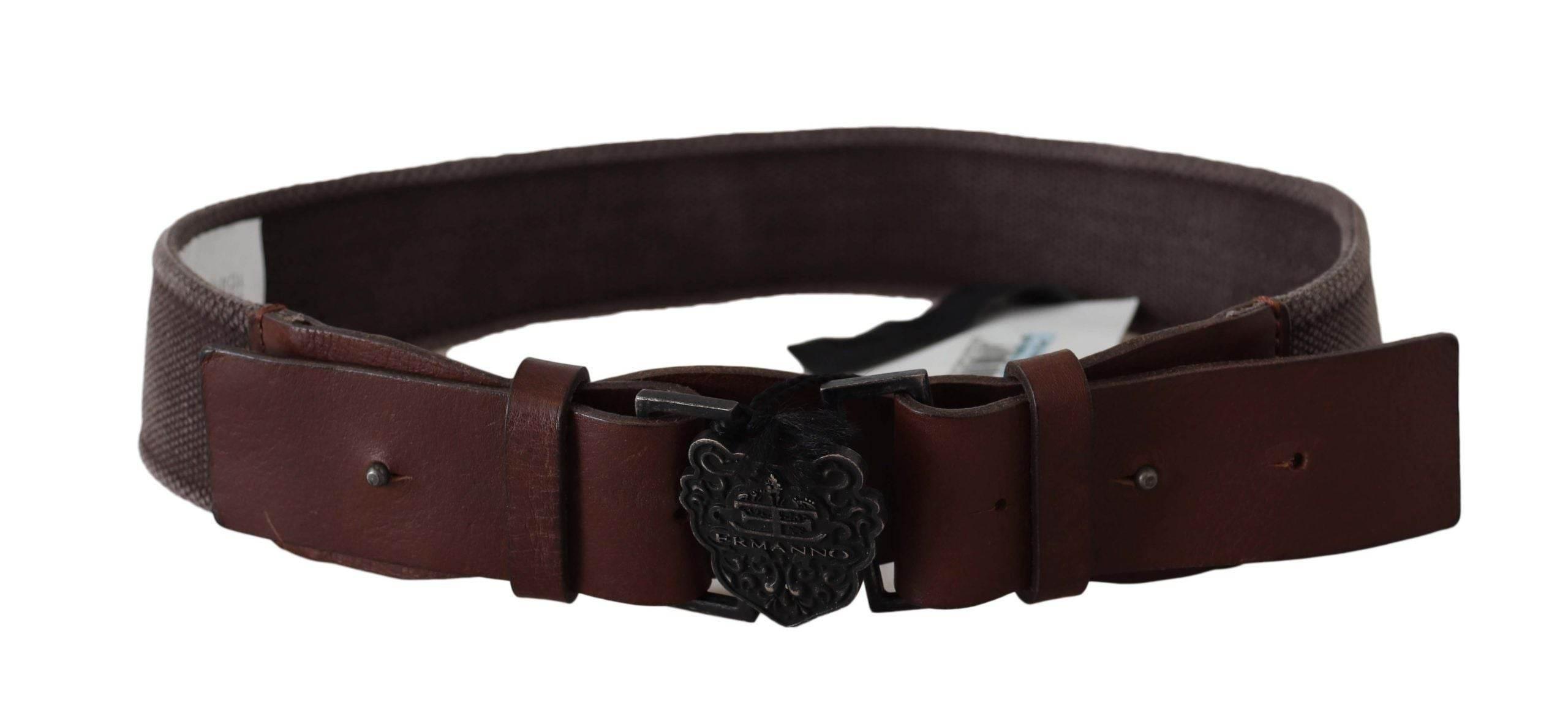 Ermanno Scervino Dark Brown Leather Wide Buckle Waist Belt - Hilstor