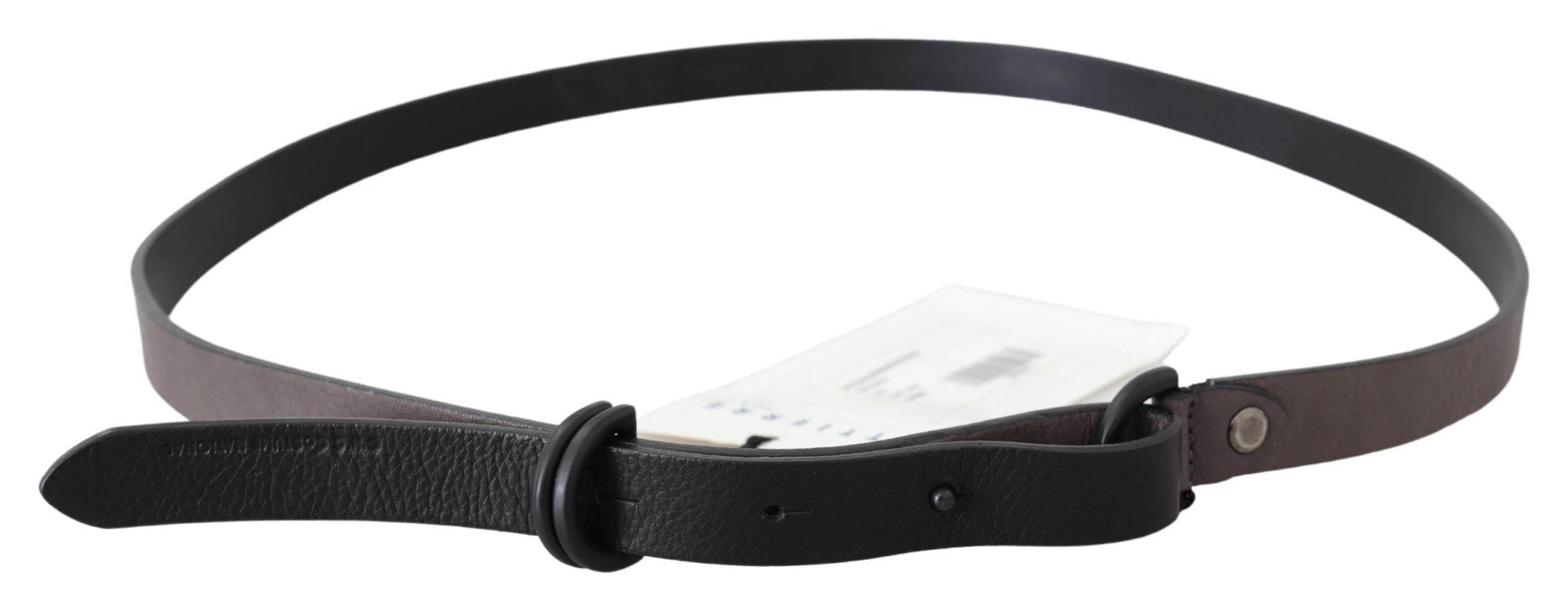 Costume National Elegant Dark Brown Leather Belt - Hilstor