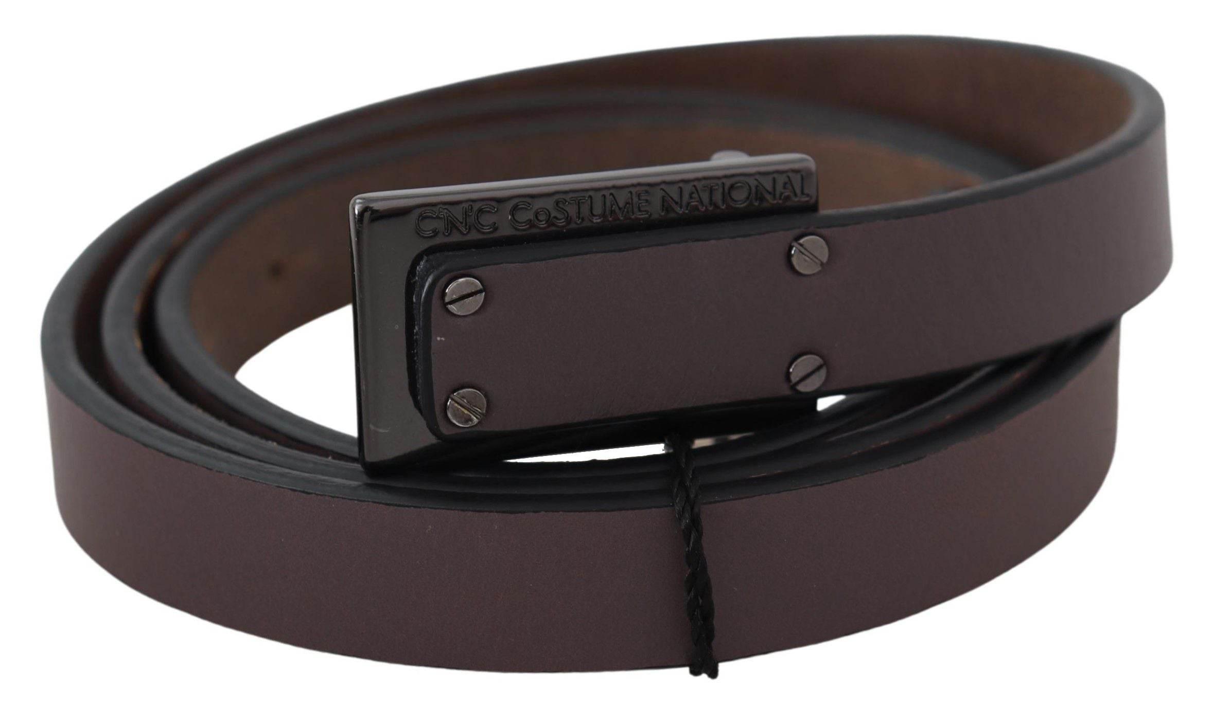 Costume National Elegant Dark Brown Leather Belt - Hilstor