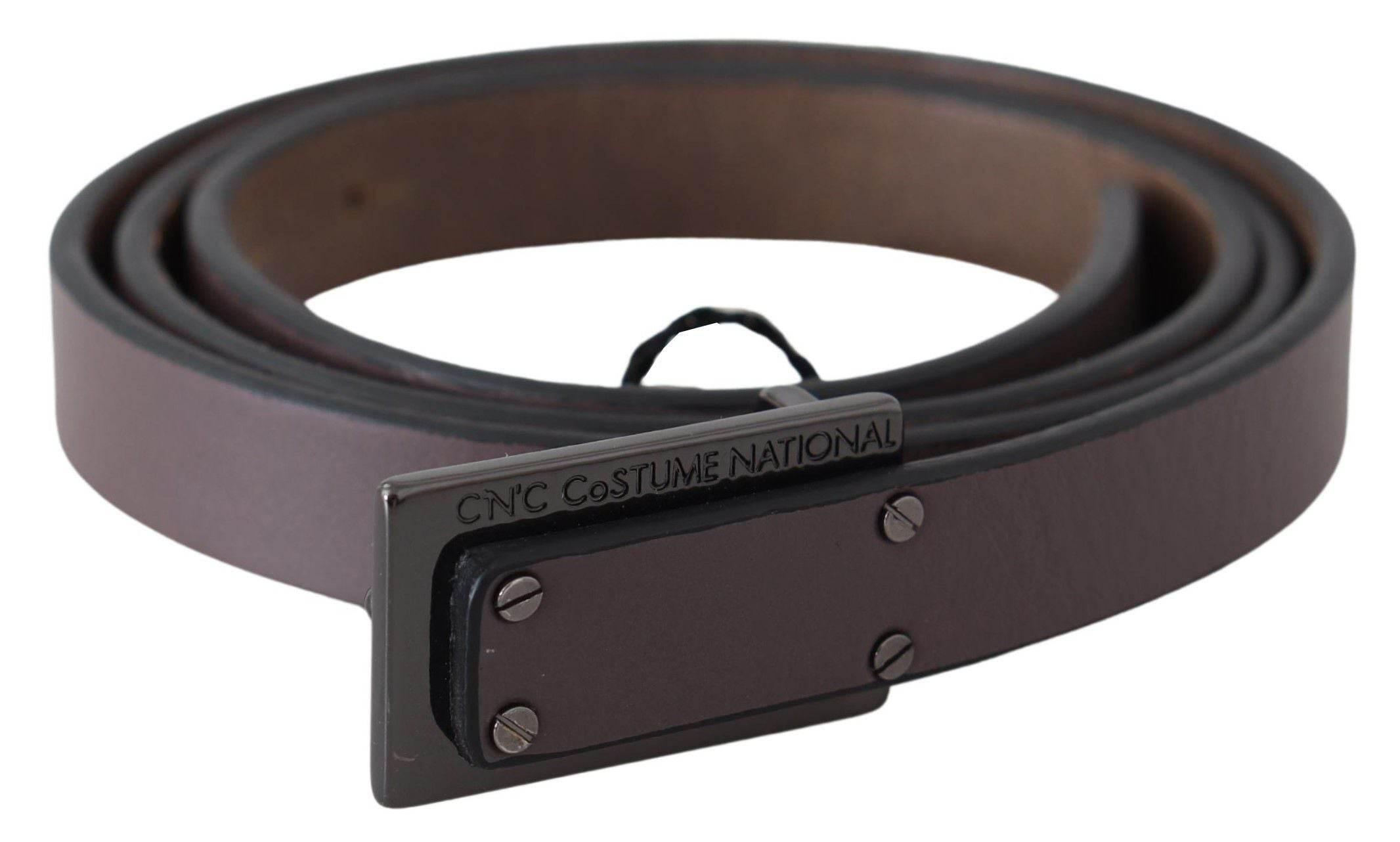 Costume National Elegant Dark Brown Leather Belt - Hilstor