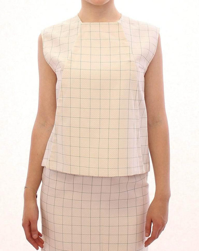 Andrea Incontri Chic White Sleeveless Cotton Shirt Top - Hilstor