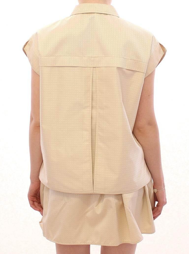 Andrea Incontri Beige Sleeveless Blouse Top - Hilstor
