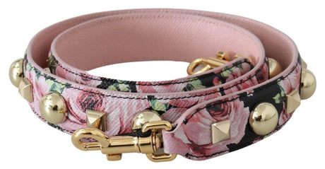 Dolce & Gabbana Floral Gold Stud Leather Strap in Pink - Hilstor