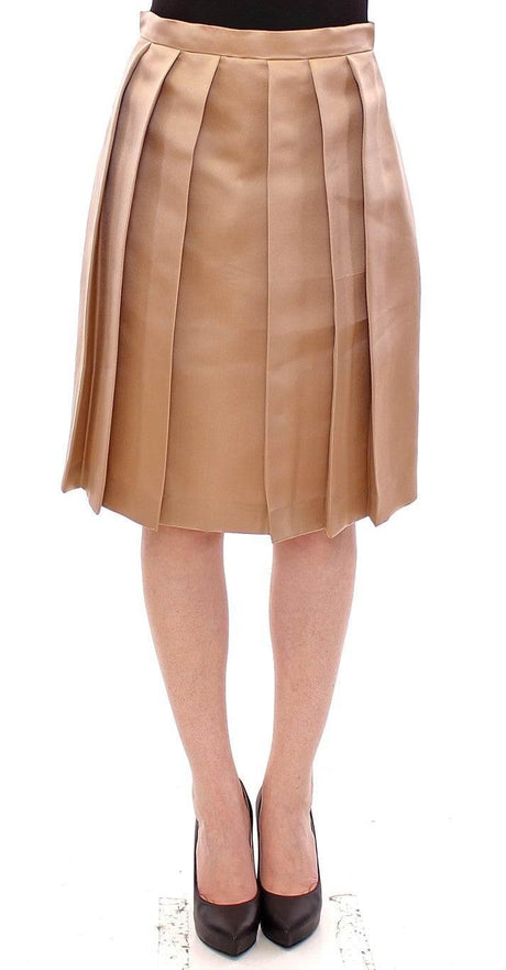Andrea Incontri Elegant Silk Pleated Knee-Length Skirt - Hilstor