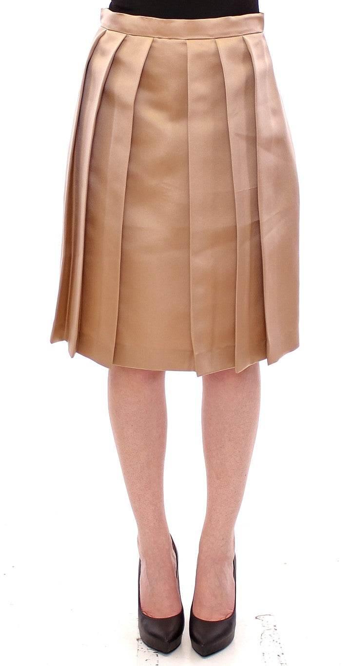 Andrea Incontri Elegant Silk Pleated Knee-Length Skirt - Hilstor