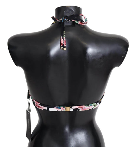 Dolce & Gabbana Chic Rose Print Bikini Top for Elegant Beach Days - Hilstor