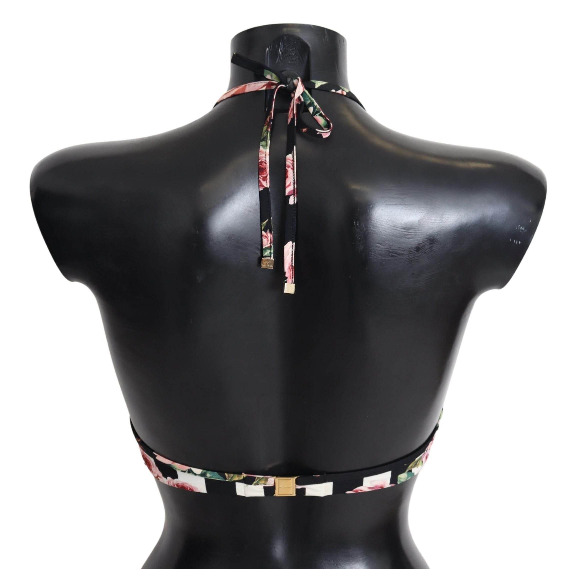 Dolce & Gabbana Elegant Rose Print Bikini Top - Hilstor