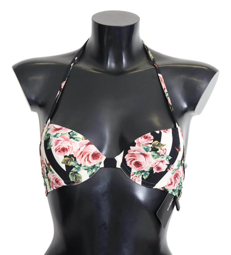 Dolce & Gabbana Elegant Rose Print Bikini Top - Hilstor