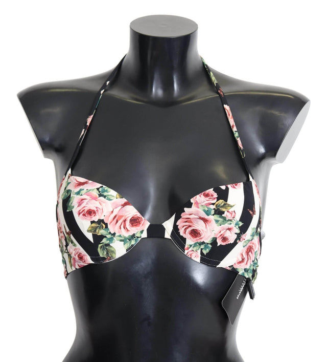 Dolce & Gabbana Elegant Rose Print Bikini Top - Hilstor