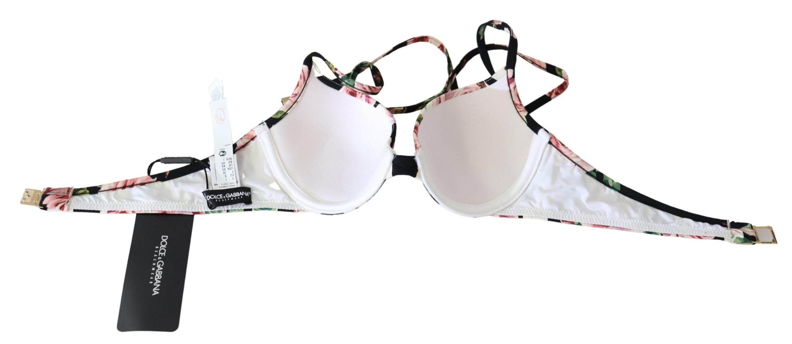 Dolce & Gabbana Elegant Rose Print Bikini Top - Hilstor